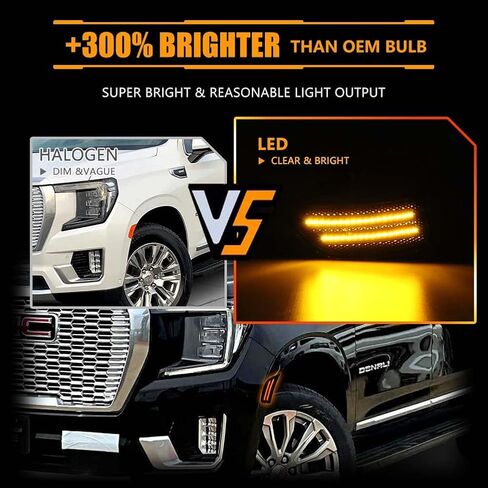 Front Fender LED Side Marker Lights for 2021-2024 Yukon XL Denali Tahoe Suburban Escalade ESV, Smoked Lens Side Bumper Marker Lamps, White LED Side Markers Turn Signal Lights, 2 PCS in Saudi Arabia