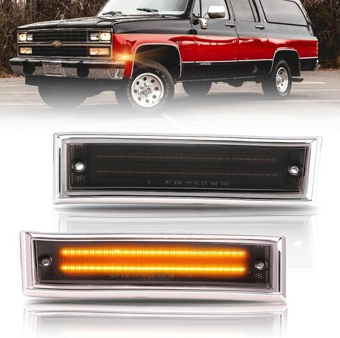 مصابيح علامة الجانب الأمامي LED Fender لعام 2021-2024 Yukon XL Denali Tahoe Suburban Escalade ESV ، مصابيح علامات الصدمات الجانبية المدخنة ، علامات الجانبية البيضاء. in Kuwait