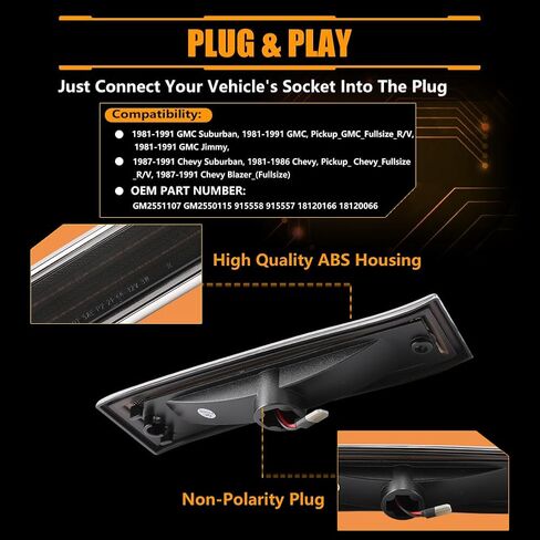 مصابيح علامة الجانب الأمامي LED Fender لعام 2021-2024 Yukon XL Denali Tahoe Suburban Escalade ESV ، مصابيح علامات الصدمات الجانبية المدخنة ، علامات الجانبية البيضاء. in Kuwait