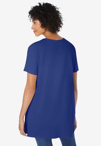 Woman Within Plus Size Embroidered Eyelet Pintucked Tunic in Saudi Arabia