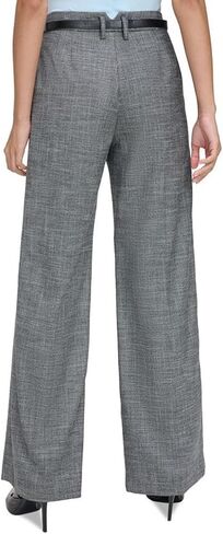 Calvin Klein Womens High Rise Heathered Wide Leg Pants Black 10 in Saudi Arabia