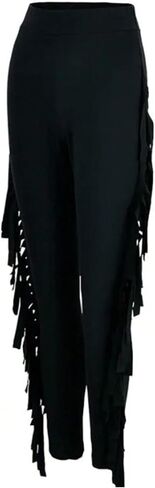 WDIRARA Women's Plus Size Elastic Waist Fringe Trim Pants Stretch Skinny Pants in Saudi Arabia