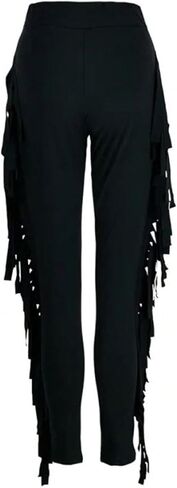 WDIRARA Women's Plus Size Elastic Waist Fringe Trim Pants Stretch Skinny Pants in Saudi Arabia