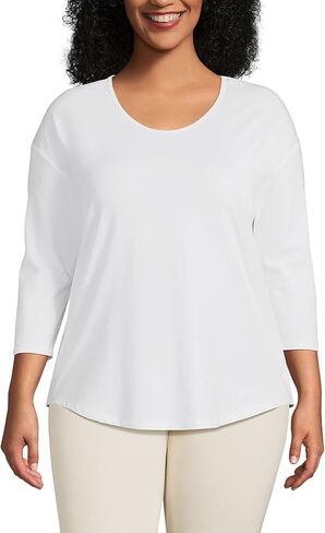 Lands' End Women's 3/4 Sleeve Lightweight Jersey U-Neck Tunic in Saudi Arabia