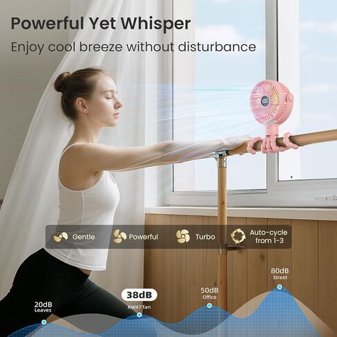 مروحة عربة محمولة ، 4000 مللي أمبير في الساعة مراوح بطارية قابلة للشحن ، 3 أضواء ليلية سطوع ، 4 سرعات ، شاشة LED ، مقطع على مروحة الطفل مع ترايبود مرن للسيارة Backseat Camping ، Black in Kuwait