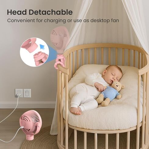 مروحة عربة محمولة ، 4000 مللي أمبير في الساعة مراوح بطارية قابلة للشحن ، 3 أضواء ليلية سطوع ، 4 سرعات ، شاشة LED ، مقطع على مروحة الطفل مع ترايبود مرن للسيارة Backseat Camping ، Black in Kuwait