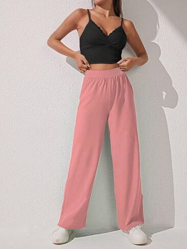 3 Pack Women's Lounge Pants Cozy Wide Leg Lounge Pants with Pockets Loose Flowy Yoga Sweatpants Workout Comfy Jogger in Kuwait