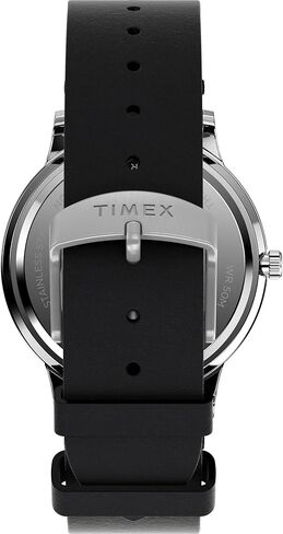 Timex Men's Waterbury Classic 3 Hand 40mm Watch - Black Strap Blue Dial Stainless Steel Case in Saudi Arabia