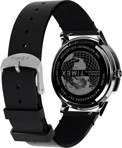 Timex Men's Waterbury Classic 3 Hand 40mm Watch - Black Strap Blue Dial Stainless Steel Case in Saudi Arabia