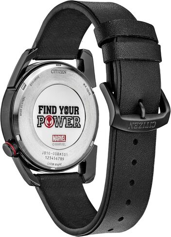 Citizen Men's Men-Drive Marvel Miles Morales Black Ion Pluged Stainless Steel مع ساعة حزام من الجلد الأسود ، الاتصال الهاتفي الأسود ، 42 مم (الطراز: AW1685-00W) in Saudi Arabia