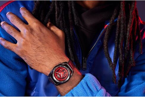 Citizen Men's Men-Drive Marvel Miles Morales Black Ion Pluged Stainless Steel مع ساعة حزام من الجلد الأسود ، الاتصال الهاتفي الأسود ، 42 مم (الطراز: AW1685-00W) in Saudi Arabia