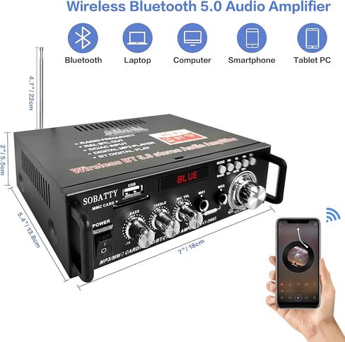 AV-302 Home Audio Amplifier Receivers with Bluetooth 5.0 Subwoofer Amplifier 2.1 Channel 100W Power Home Theater Stereo Audio System with USB, COAXAL,Stereo Audio Amplifier Receivers in Saudi Arabia
