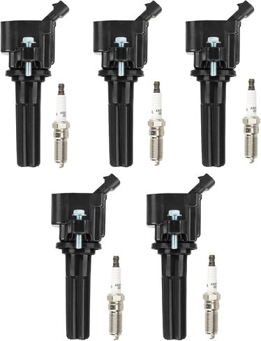 Ignition Coil Pack + Iridium Spark Plugs for 06-07 Buick Rainier, 07-12 Chevy Colorado, Trailblazer EXT, GMC Canyon, Envoy XL, Hummer H3 H3T, Isuzu Ascender, Saab 9-7X, UF497 C1558, 5 Sets in Saudi Arabia