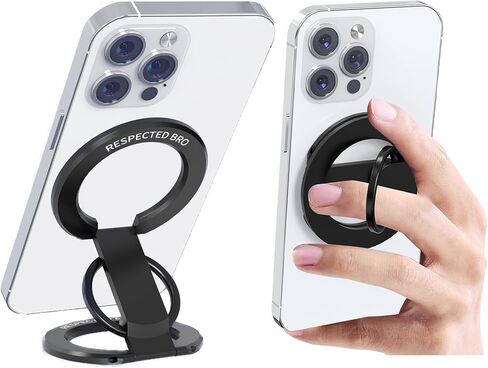 Magnetic-Phone-Ring-Holder with Dual Rings, Compatible with iPhone 16/15/14/13/12, Multifunctional Stand for Desk, Office, Gym, Kitchen & All Metal Surfaces, Finger Loop Grip in Kuwait