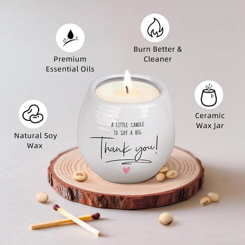 Thank You Gifts for Women Men, 10 Oz Handmade Ceramic Lavender Scented Candle, Hostess Gifts for Women, Thank You Candle, Appreciation Gift for Women Teacher Nurse Doctor Friends Coworkers Employee in Saudi Arabia