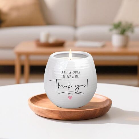 Thank You Gifts for Women Men, 10 Oz Handmade Ceramic Lavender Scented Candle, Hostess Gifts for Women, Thank You Candle, Appreciation Gift for Women Teacher Nurse Doctor Friends Coworkers Employee in Saudi Arabia