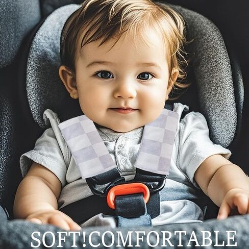 أغطية حزام Carseat للأطفال ، أغطية الكتف ذات الوجهين الناعمين ، و 2 حزمة أغطية حزام مقعد للرضع لمقاعد/عربات السيارات/كراسي عالية ، لطفلة طفل طفل طفل ، زهري أرجواني in Kuwait