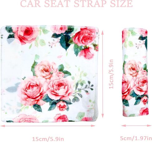أغطية حزام Carseat للأطفال ، أغطية الكتف ذات الوجهين الناعمين ، و 2 حزمة أغطية حزام مقعد للرضع لمقاعد/عربات السيارات/كراسي عالية ، لطفلة طفل طفل طفل ، زهري أرجواني in Kuwait