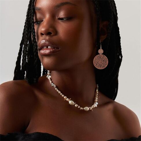coadipress Vintage Geometric Round Earrings Wooden Earrings Handmade Natural Wooden Hollow Out Circle Earrings Bohemian Lightweight Statement Western Earrings for Women in Saudi Arabia