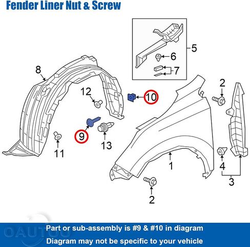 OAUTOO 10Sets Fender Liner & Splash Shield Tapping Screw with Grommet Kit for Honda & Acura 90114-SE0-000, 90682-SB0-003, 90676-SA7-003, 90114-SZ3-000 General Purpose Screw with Nut Kit in Saudi Arabia