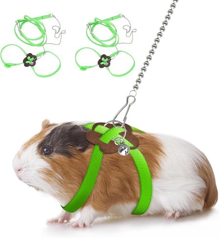 2 Pack Adjustable Hamster Leash Harness for Harness for Ferret Baby Rabbit Hamster Rat Mouse Leash Lead with Bell (Black) in Kuwait