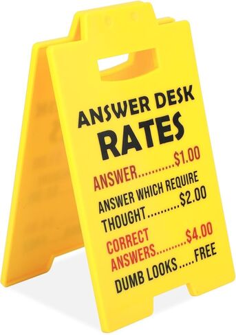 Answer Desk Rates Sign, 6.3x3.94x3.15 Inch Funny Team Office Gifts Funny Office Gag Sign for Coworker Employee Teammate Boss in Saudi Arabia