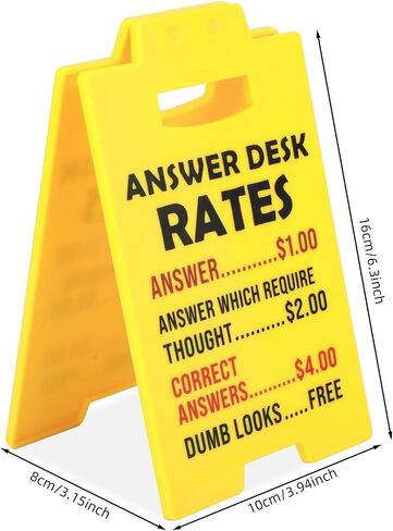 Answer Desk Rates Sign, 6.3x3.94x3.15 Inch Funny Team Office Gifts Funny Office Gag Sign for Coworker Employee Teammate Boss in Saudi Arabia