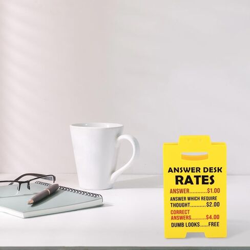 Answer Desk Rates Sign, 6.3x3.94x3.15 Inch Funny Team Office Gifts Funny Office Gag Sign for Coworker Employee Teammate Boss in Saudi Arabia