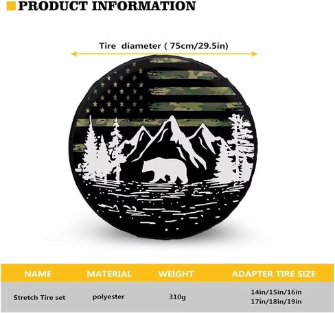 Tupalatus Spare Wheel Tire Cover Waterproof Dust-Proof Universal for Jeep,Trailer, RV, SUV Vehicle 14" 15" 16" 17" 18" 19" in Kuwait