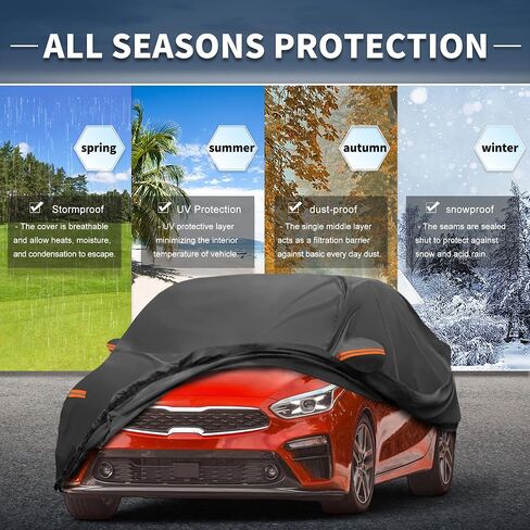 X AUTOHAUX Car Cover Outdoor Waterproof Sun Rain Snow Hail Protection with Left Side Door Zipper Aluminum Film for Kia Forte Sedan in Saudi Arabia