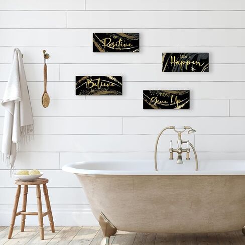 4 Piece Purple and Gold Wall Decor Set Motivational Wall Decor Inspirational Wooden Signs for Bedroom Bathroom Women’s Office Abstract Elegant Art for Home or Office Decoration 10X4 Inches in Saudi Arabia