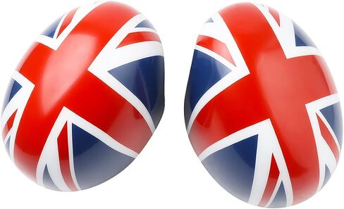 Car Rearview Mirror Cover, 2PCS Wing Side Outdoor Rear View Mirror Caps Case Trim Sticker Covers For Mini Cooper Gen1 R50 R52 R53 2002-2006 Only (Union Jack Red/Blue) in Kuwait