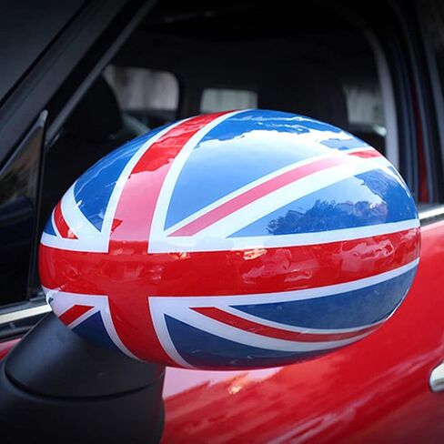 Car Rearview Mirror Cover, 2PCS Wing Side Outdoor Rear View Mirror Caps Case Trim Sticker Covers For Mini Cooper Gen1 R50 R52 R53 2002-2006 Only (Union Jack Red/Blue) in Kuwait