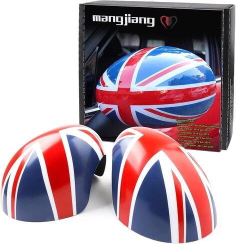 Car Rearview Mirror Cover, 2PCS Wing Side Outdoor Rear View Mirror Caps Case Trim Sticker Covers For Mini Cooper Gen1 R50 R52 R53 2002-2006 Only (Union Jack Red/Blue) in Kuwait