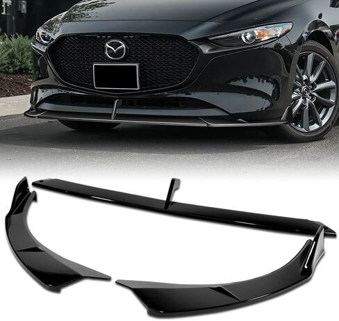 STAY TUNED PERFORMANCE ABS Material Front Bumper Lip Body Kit Spoiler Splitter Compatible with 2019-2024 Mazda 3 Hatchback / 5DR Model (Painted Black) in Kuwait