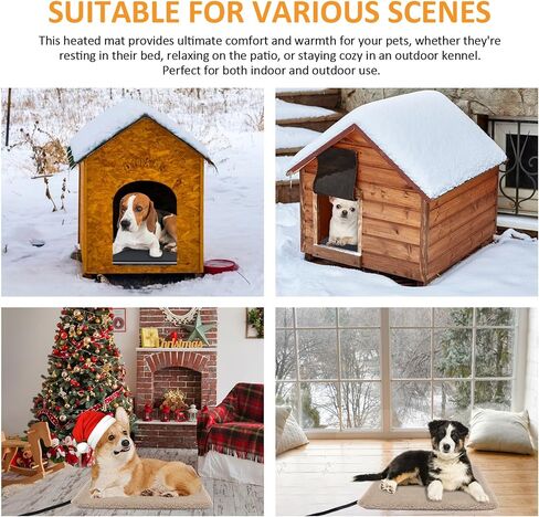 Outdoor Pet Heating Pad with Auto Temperature Control, Waterproof Heated Mat for Cats and Dogs, Safe Electric Heating Pad for Feral, Indoor & Outdoor Pets, Anti-Chew Cord (L:20'' x 16'') in Kuwait