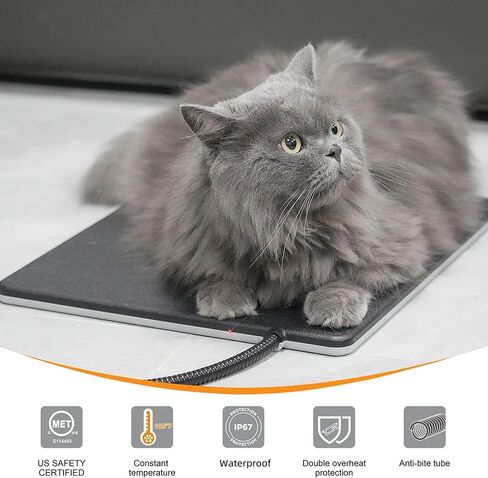 Outdoor Pet Heating Pad with Auto Temperature Control, Waterproof Heated Mat for Cats and Dogs, Safe Electric Heating Pad for Feral, Indoor & Outdoor Pets, Anti-Chew Cord (L:20'' x 16'') in Kuwait