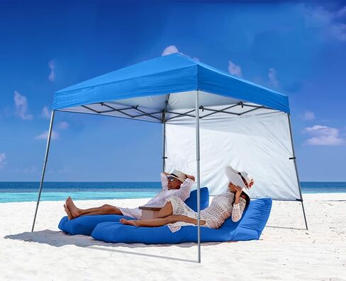 ABCCANOPY Pop Up Canopy Tent-Outdoor Camping Canopy Slant Leg Beach Canopy Tent مع حقيبة ظهر، قاعدة 8 × 8 قدم / قمة 6 × 6 قدم، أزرق in Kuwait