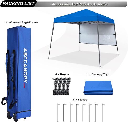 ABCCANOPY Pop Up Canopy Tent-Outdoor Camping Canopy Slant Leg Beach Canopy Tent مع حقيبة ظهر، قاعدة 8 × 8 قدم / قمة 6 × 6 قدم، أزرق in Kuwait