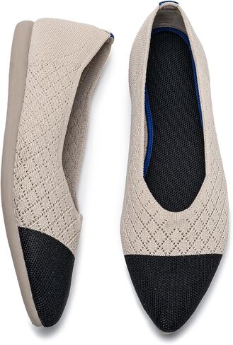 Women's Flats Comfortable Dress Shoes Pointed Toe Slip On Knit Shoes Ballet Flats in Saudi Arabia
