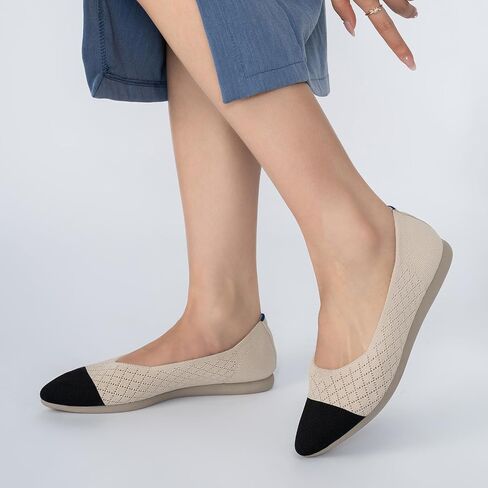 Women's Flats Comfortable Dress Shoes Pointed Toe Slip On Knit Shoes Ballet Flats in Saudi Arabia