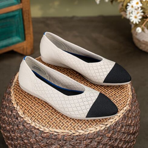 Women's Flats Comfortable Dress Shoes Pointed Toe Slip On Knit Shoes Ballet Flats in Saudi Arabia