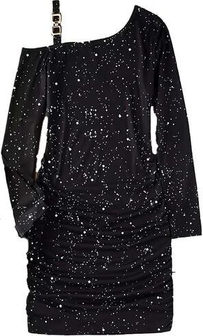 Nuofengkudu Women's Long Sleeve Off Shoulder Sequin Bodycon Party Club Cocktail Mini Dresses in Kuwait