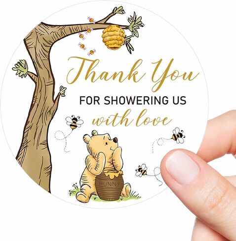 80 قطعة من ملصقات ويني اللطيفة لحفلة استقبال المولود الجديد، شكرًا لك على الاحتفال معنا، ملصقات تحمل عنوان الدب الكلاسيكي شكرًا لك على حضورك - 2 بوصة in Kuwait
