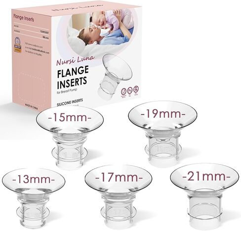 طقم تغيير حجم الحافة مع 10pcs إدراج شفة 13/15/17/19/21 مم وأداة قياس الحلمة للشفاه ، مجموعة إدراج مضخة الثدي السيليكون لمعظم المضخات 24 ملم ، ضخا ضخت طلاب الرضاعة الطبيعية in Kuwait