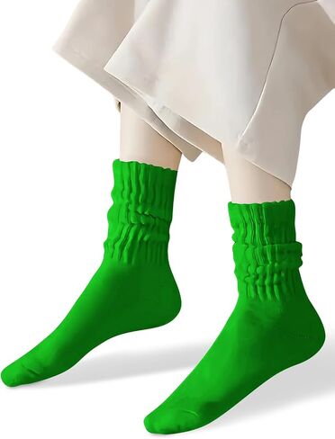 Couver Womens Scrunched Slouch Sclouch Socks Soft Cotton Cropable Retro Crew أو الركبة عالية ، ألوان متعددة in Saudi Arabia