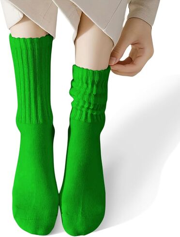 Couver Womens Scrunched Slouch Sclouch Socks Soft Cotton Cropable Retro Crew أو الركبة عالية ، ألوان متعددة in Saudi Arabia