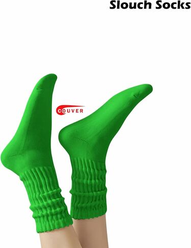 Couver Womens Scrunched Slouch Sclouch Socks Soft Cotton Cropable Retro Crew أو الركبة عالية ، ألوان متعددة in Saudi Arabia