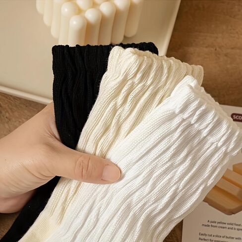 Couver Womens Scrunched Slouch Sclouch Socks Soft Cotton Cropable Retro Crew أو الركبة عالية ، ألوان متعددة in Saudi Arabia