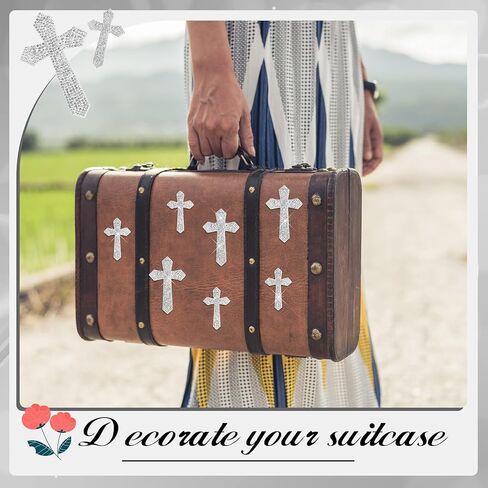 Frienda 8 قطع Silver Bling Cross Carcals ملصقات راينستون مقاومة للماء مع دعم ذاتي اللصق للديكور المصد من أجهزة الكمبيوتر المحمولة للأمتعة الداخلية خوذة دراجة نارية خارجية in Saudi Arabia